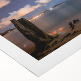 Art deco poster of a Caribbean Martinique scenery in vibrant blues and greens on rolled canvas.