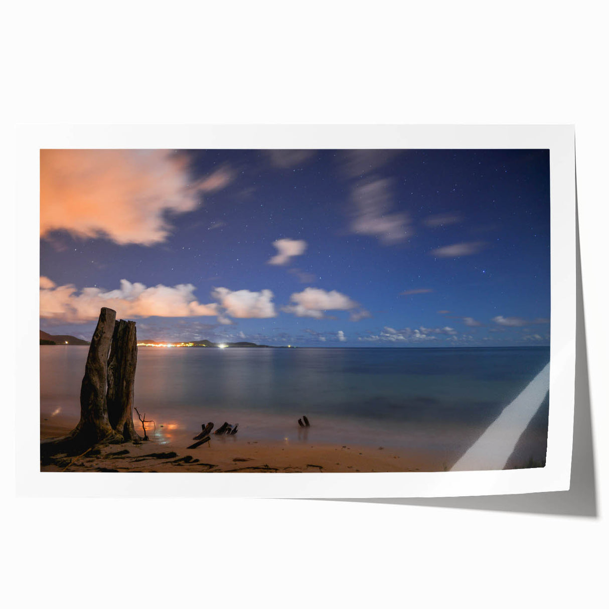 Rolled print of a Caribbean Martinique scenery with vibrant green and blue hues, suitable as art wall dining room decor.