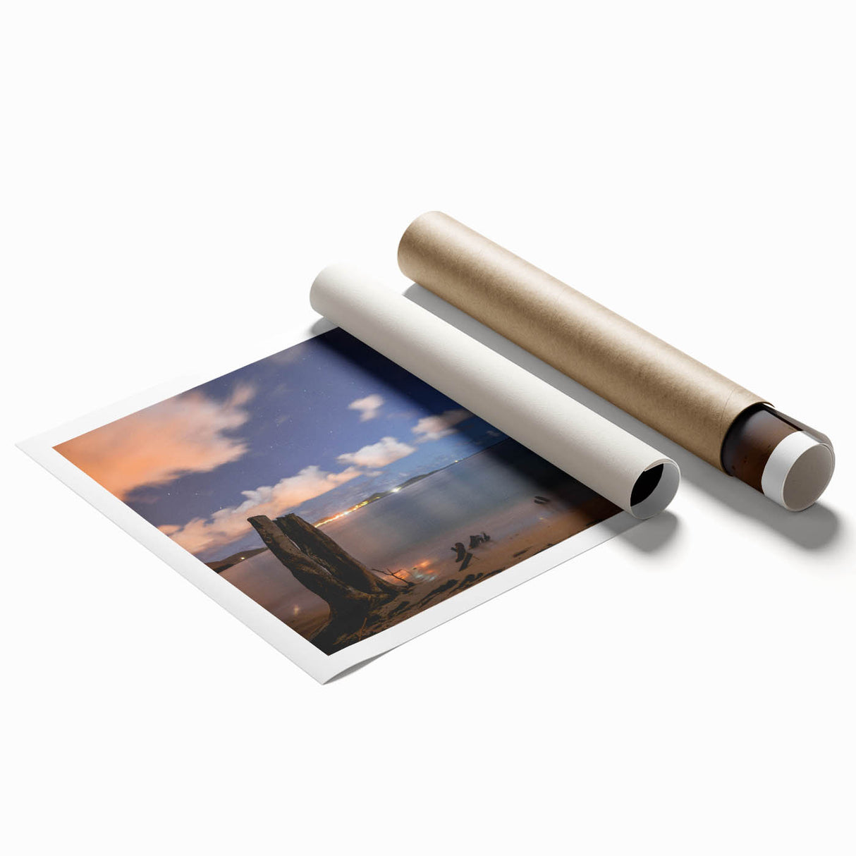 Extra large rolled print of Martinique scenery with vibrant floral elements, ideal for classy bathroom wall art.