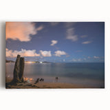 Black and white photograph of Caribbean scenery on stretched canvas, ideal for kitchen wall art or bedroom ambiance.