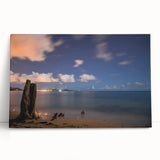 Black and white photograph of Caribbean scenery on a large stretched canvas, suitable for kitchen art.