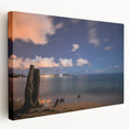 Large canvas print of a Caribbean Martinique landscape in vibrant blue and green tones, suitable for kitchen wall art.