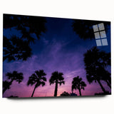 Large abstract wall art of a Caribbean scenery on acrylic glass, in vibrant blue and green tones.