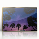 Art deco poster of a Caribbean Puerto Rico scenery in gold framed acrylic.