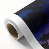 Art Deco poster of a serene Caribbean beach scene in muted blue and sandy hues on rolled canvas, ideal for nursery wall art.