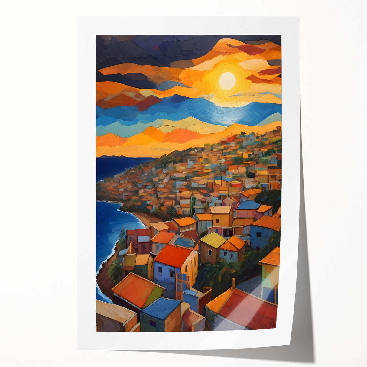 Extra large rolled print of Caribbean Saint Vincent scenery with vibrant green and blue tones.