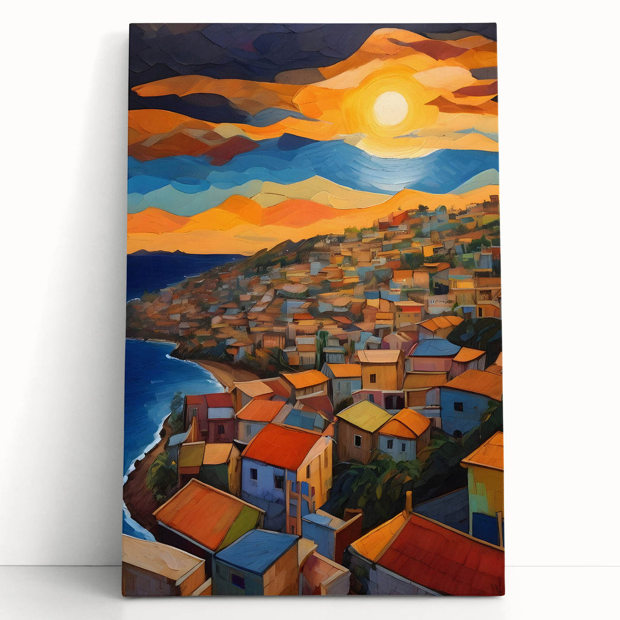 Black and white stretched canvas of Caribbean scenery, ideal for kitchen wall art.