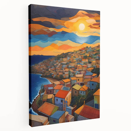 Stretched canvas print of a Caribbean scenery showing Saint Vincent, with vibrant blue and green tones.