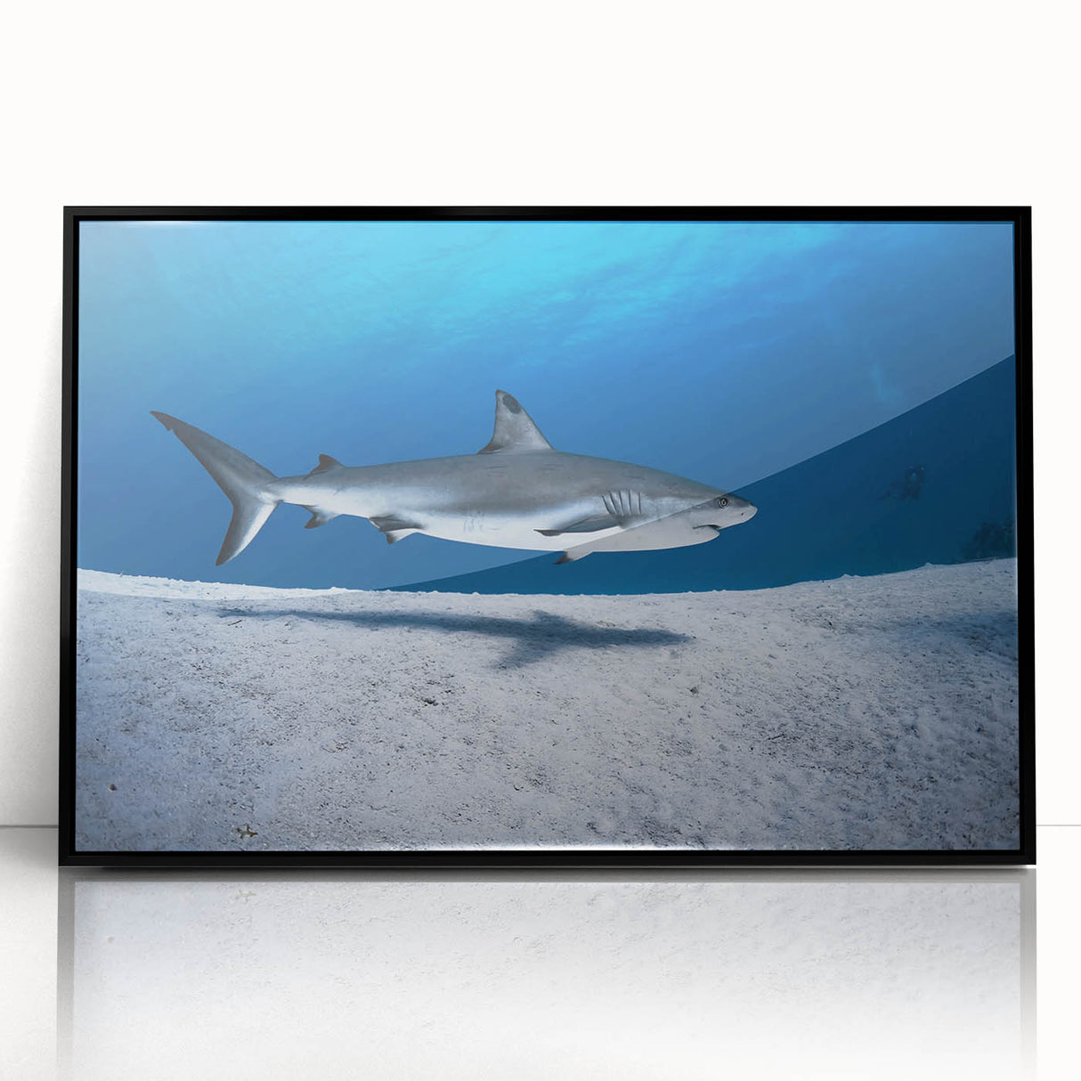 Large abstract wall art depicting Caribbean scenery on a framed acrylic, with vibrant blue and green tones.