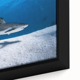 Black wall art depicting a Caribbean scene on a framed canvas, featuring vibrant, colorful textures.