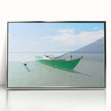 Large art print of Caribbean Virgin Islands scenery on framed acrylic, with vibrant blue and green tones.