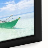 Extra large framed canvas featuring a textured depiction of the Caribbean Virgin Islands in vibrant colors.