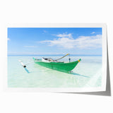 Rolled print of the Caribbean Virgin Islands in soft blue and green tones, ideal for art wall dining room.