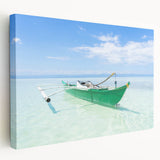 Caribbean Virgin Islands landscape on large stretched canvas, featuring vivid blue and green tones.