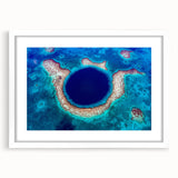 Abstract art print of Central America scenery in muted earth tones, framed with a white mat, suitable for dining room decor.