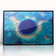 Large abstract wall art depicting a vibrant scene of Belize with bold colors on a framed acrylic.