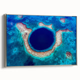 Framed canvas landscape art painting depicting a serene Belize scenery in vibrant colors, ideal for living room decor.