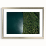 Textured abstract art print of a Costa Rican landscape in muted earth tones on a framed silver mat.