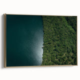 Framed landscape painting of a Costa Rican scenery in vintage style with a black and gold color palette.