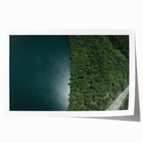 Extra large rolled print of a Costa Rican scenery with vibrant green and blue tones, ideal for art wall dining room.