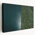 Large stretched canvas featuring a lush Costa Rican landscape in vibrant green and blue tones, suitable for kitchen wall art.