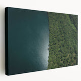 Large stretched canvas featuring a lush Costa Rican landscape in vibrant green and blue tones, suitable for kitchen wall art.