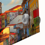 Large abstract wall art featuring a mid-century modernist design of El Salvador scenery, in muted earth tones.