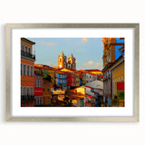 Textured abstract art print depicting Central American scenery, in a silver frame, ideal for bedroom art.