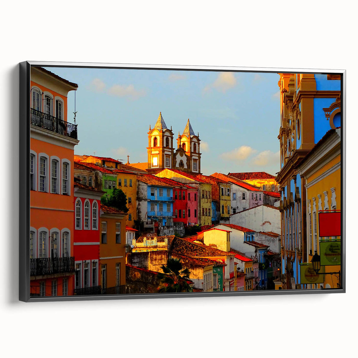 Black and white landscape art painting of El Salvador on a framed canvas, ideal for bedroom wall decor.