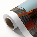 Art deco poster of a serene Salvadoran landscape in soft pastel shades on rolled canvas, ideal for nursery wall art.