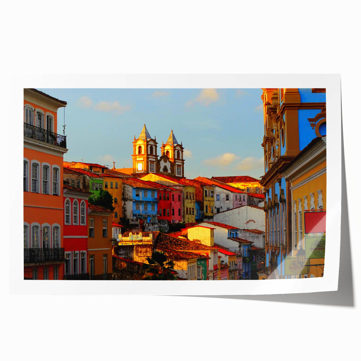 Extra large rolled print of a Salvadoran landscape with lush greenery and vivid blue skies, ideal for art wall dining room.