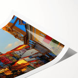 Extra large wall art depicting line art flowers in muted earth tones on a rolled canvas.