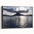 Black and white framed canvas depicting a vintage-style landscape of Central America, ideal for bedroom wall decor.