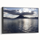 Black and white framed canvas depicting a vintage-style landscape of Central America, ideal for bedroom wall decor.