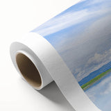 Art deco poster of a Central American landscape in soft pastel shades on rolled canvas, ideal for nursery wall art.