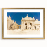 Extra large abstract art print of Central American scenery in gold frame, with textured surface, ideal for living room decor.