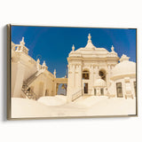 Framed canvas depicting a vintage-style landscape of Central America in muted gold and black tones.