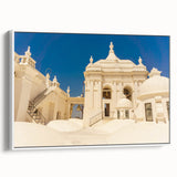 Vintage poster art of a colorful Central American landscape on a large framed canvas, ideal for living room decor.