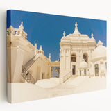 Large stretched canvas depicting a serene Nicaraguan landscape in muted green and blue tones, ideal for kitchen wall art.