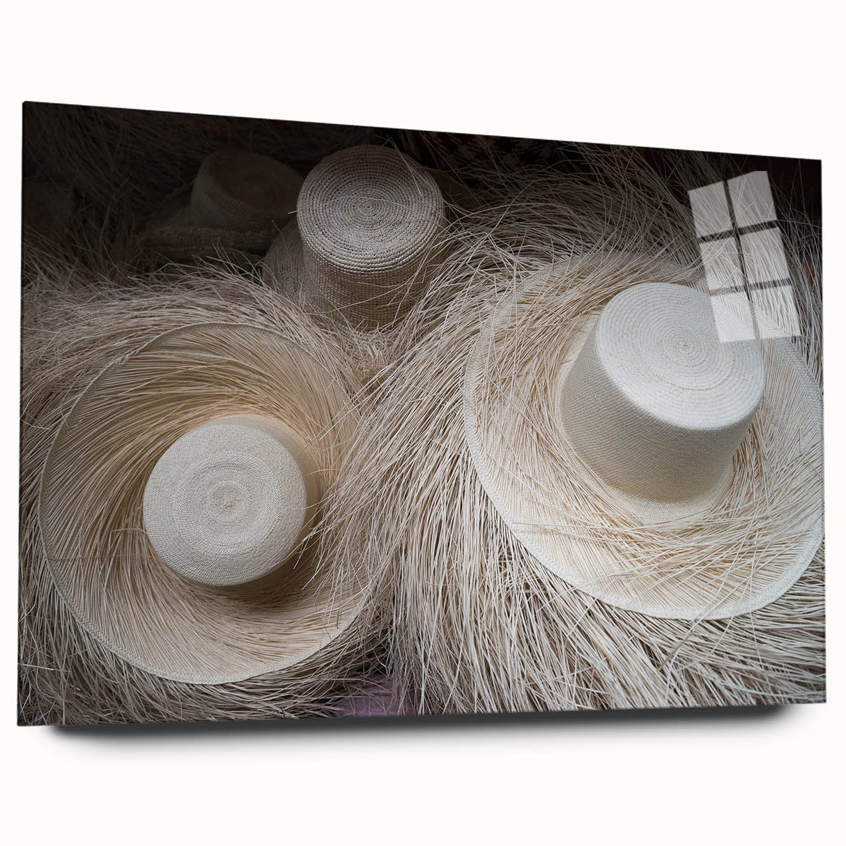 Large abstract wall art depicting Central American scenery in Panama, in muted earth tones on acrylic glass.
