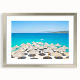 Abstract art print of European scenery in textured silver frame, ideal for extra large wall art in a living room.