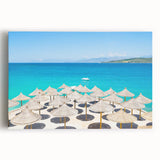 Black and white photo of an Albanian landscape on stretched canvas, ideal for kitchen wall art.