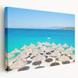 Landscape painting of a European village on stretched canvas, featuring muted earth tones, ideal for kitchen wall art.