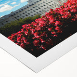 Art deco poster of a serene Austrian landscape in muted greens and blues on rolled canvas, ideal for dining room decor.