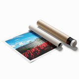 Extra large rolled print of a floral Austrian landscape, in soft pastel shades.