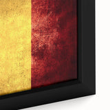 Extra large framed canvas of black wall art featuring a textured, colorful European cityscape, ideal for living room decor.