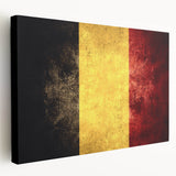 Large art print of a Belgian cityscape on stretched canvas, featuring muted earth tones, ideal for kitchen wall art.