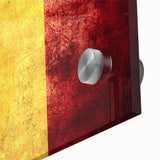 Mid-century modernist abstract art of a European scenery in muted earth tones on acrylic glass, ideal for dining room art.