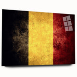 Large abstract wall art of a European scenery in muted earth tones on acrylic glass.