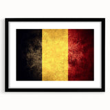 Extra large abstract art print featuring a colorful, textured depiction of a European scenery on a black framed canvas.